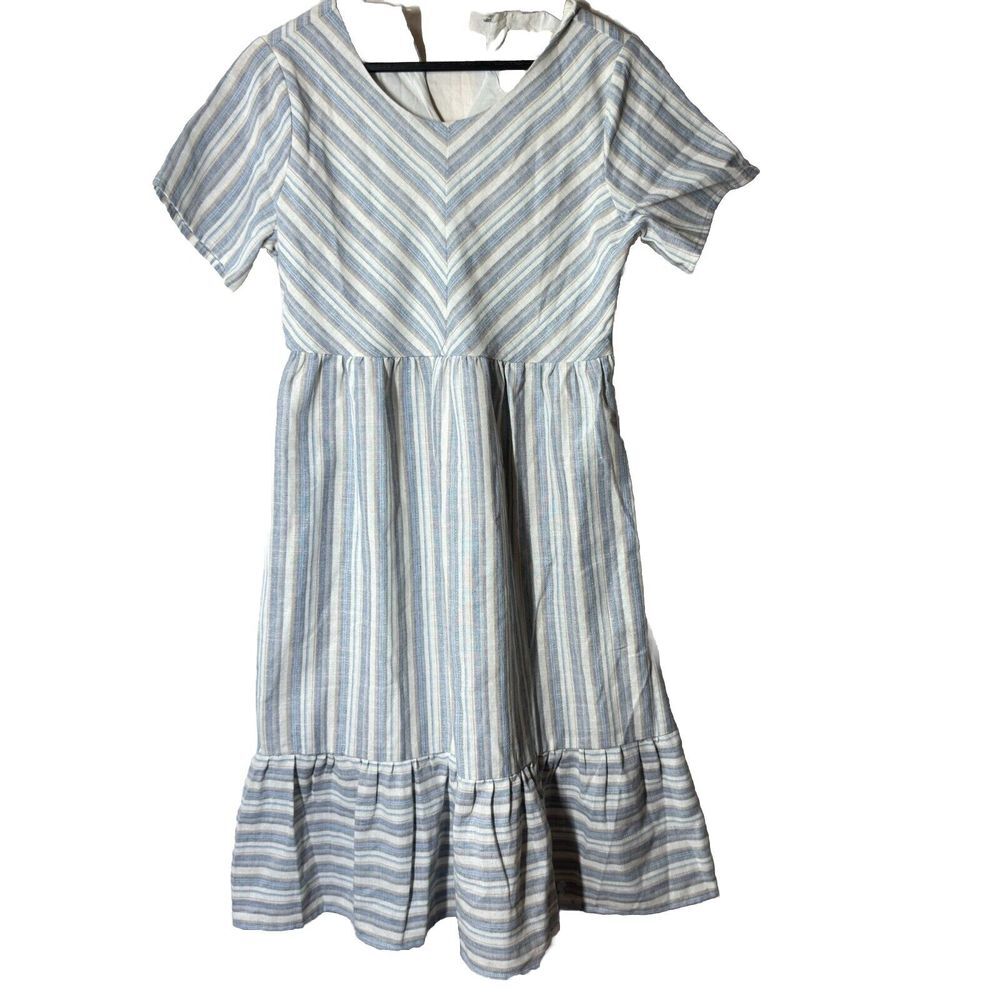 Fantastic Fawn‎ Linen Dress Large Cottage Core Ruffle Lined Lagenlook